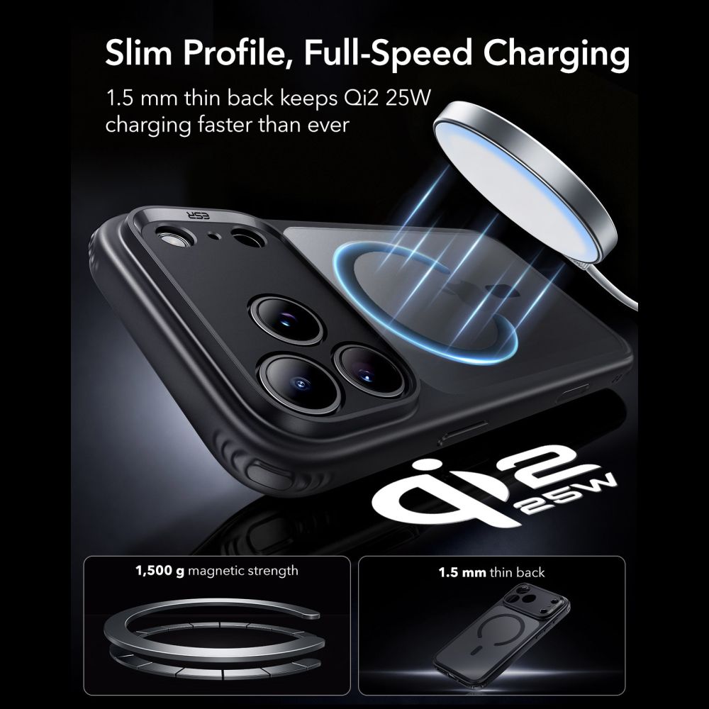 ESR iPhone 18 Pro / iPhone 17 Pro - Σκληρή Θήκη MagSafe με Πλαίσιο Σιλικόνης - Classic Hybrid - Frosted Black