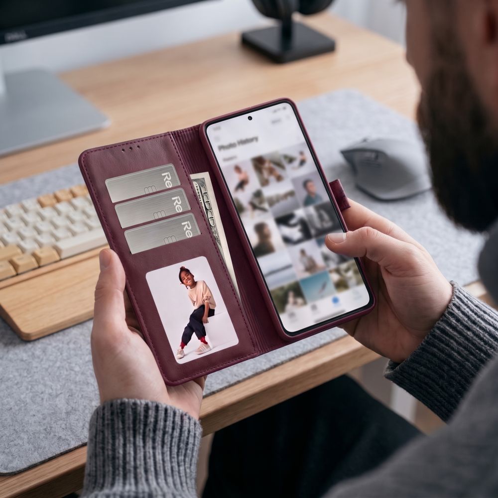 Tech-Protect Xiaomi Redmi Note 17 Pro Max 5G - Θήκη Πορτοφόλι Stand από Δερματίνη - Wallet - Mulberry