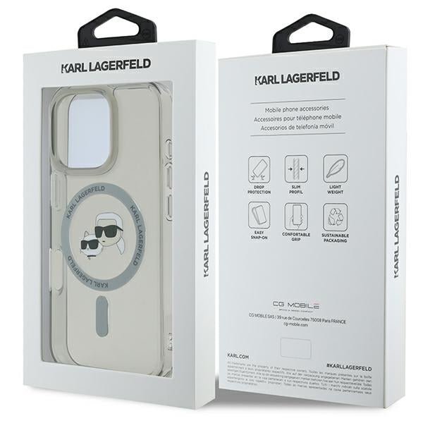 Karl Lagerfeld iPhone 16 Pro Max - IML Metal Karl and Choupette Head - Σκληρή Θήκη με Πλαίσιο Σιλικόνης και MagSafe - Black - KLHMP16XHLSKCK