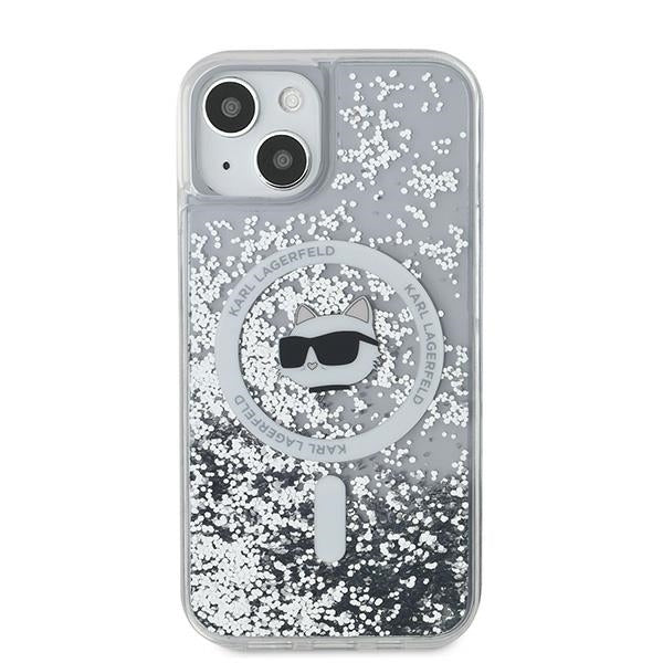 Karl Lagerfeld iPhone 15 / 14 / 13 - Liquid Glitter Choupette Head MagSafe - Σκληρή Θήκη με Πλαίσιο Σιλικόνης - Διάφανη - KLHMP15SLGCHSGH