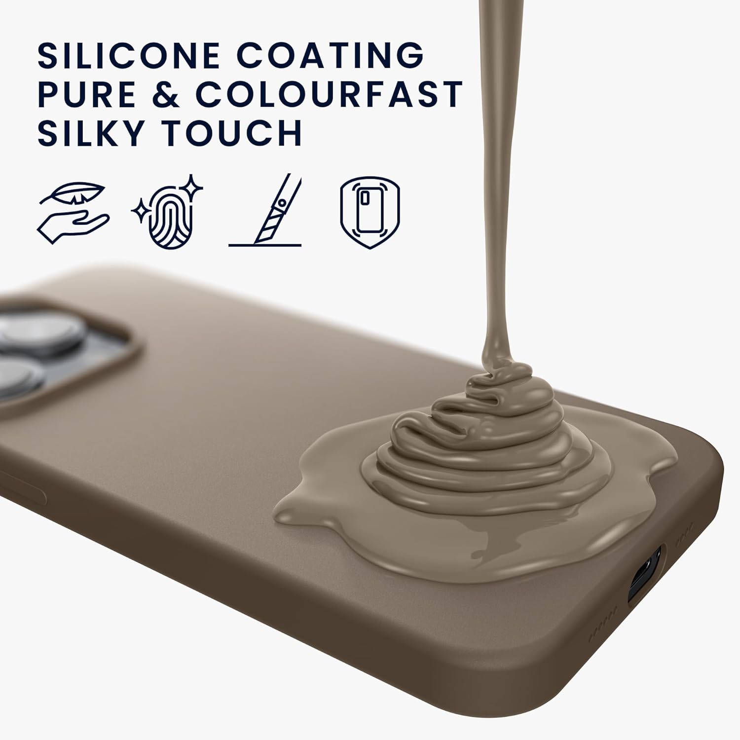 KW iPhone 15 Θήκη Σιλικόνης Rubberized TPU - Taupe - 61953.43