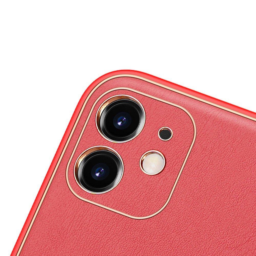 Dux Ducis iPhone 12 Yolo Elegant Series Θήκη με Επένδυση Συνθετικού Δέρματος - Red