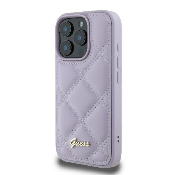 Guess iPhone 16 Pro Max - Quilted Metal Logo - Θήκη με Επένδυση Συνθετικού Δέρματος - Purple - GUHCP16XPSQSQSU