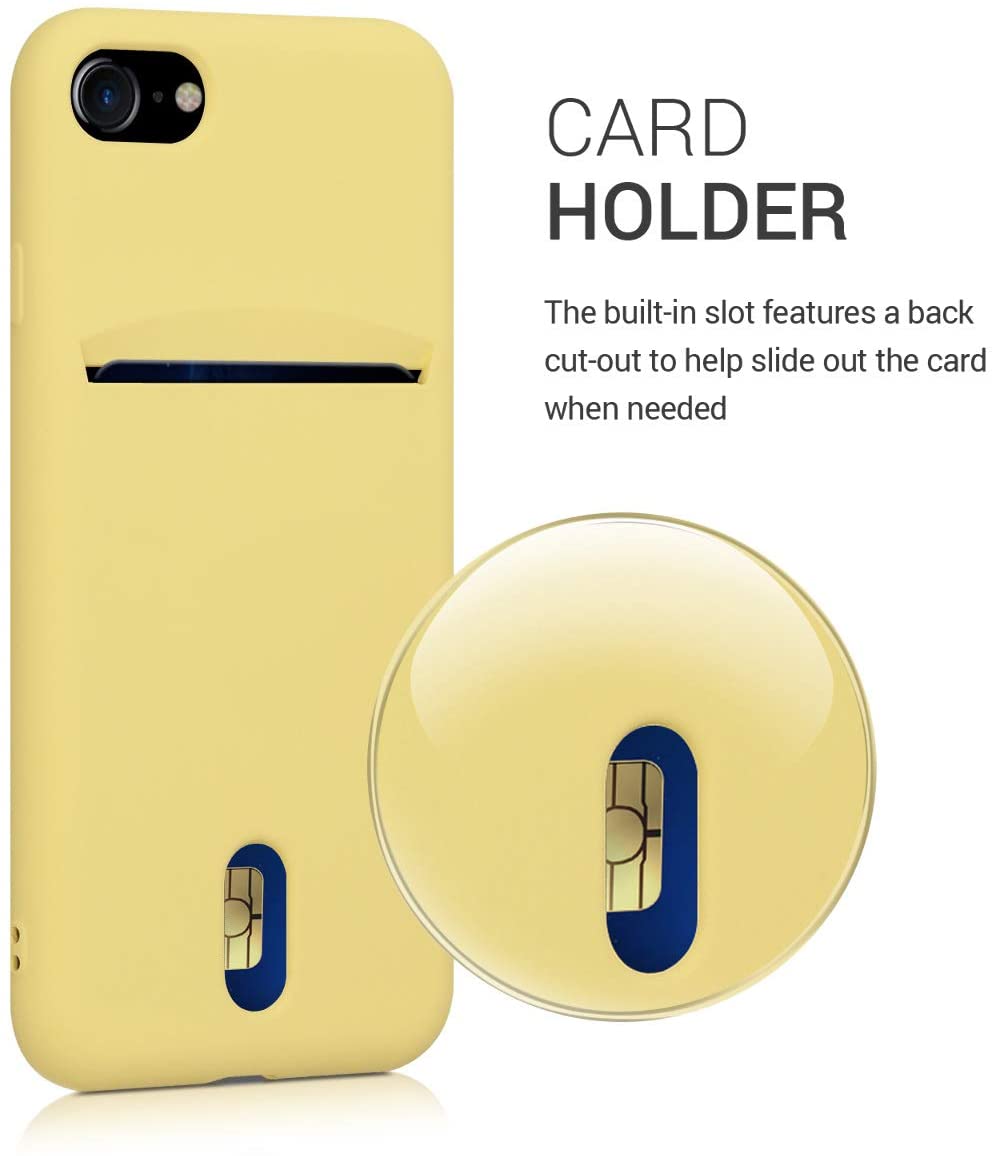 KW iPhone SE 2022 / SE 2020 / 7 / 8 Θήκη Σιλικόνης Rubber TPU με Υποδοχή για Κάρτα - Yellow - 49100.06