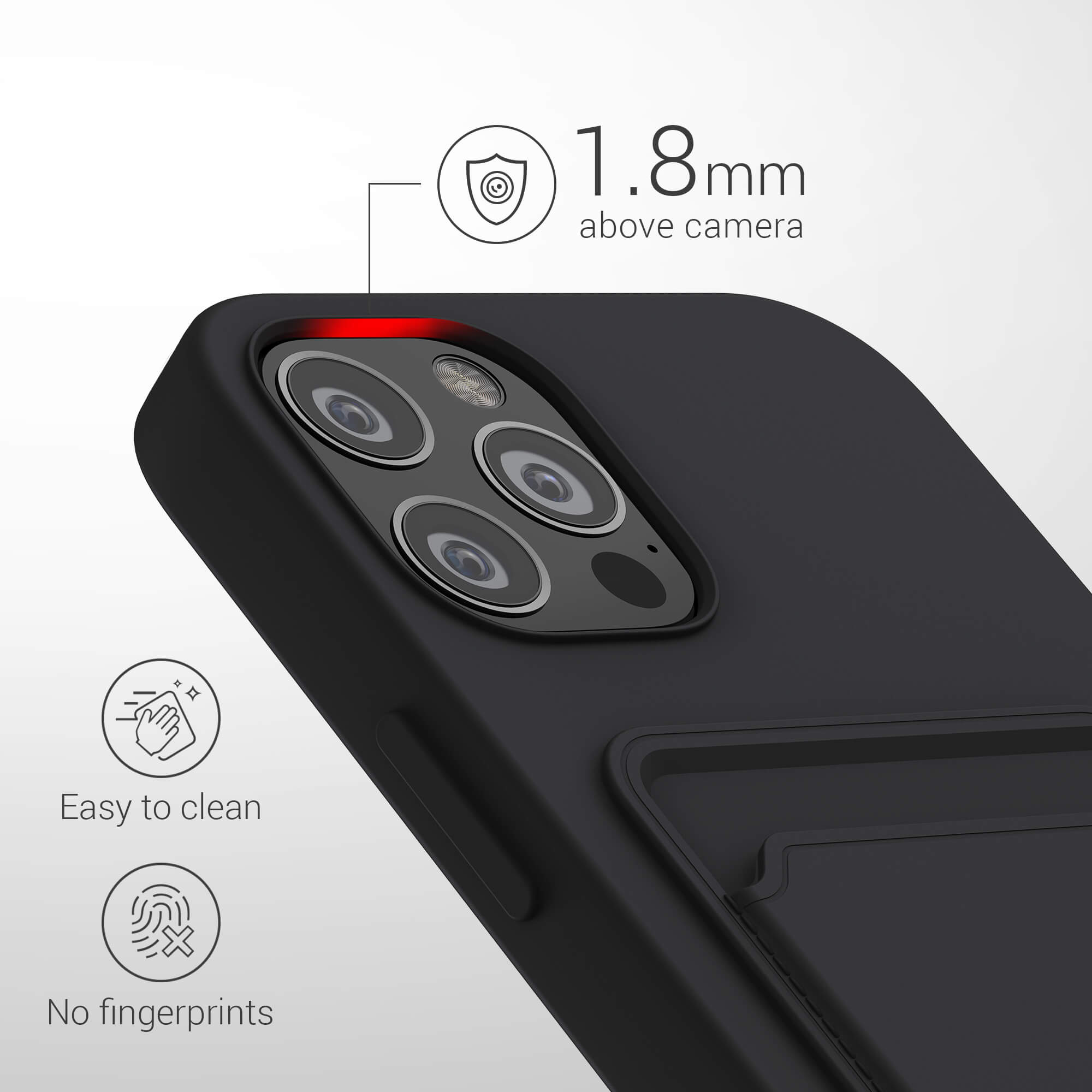 KW iPhone 12 / iPhone 12 Pro Θήκη Σιλικόνης TPU με Υποδοχή για Κάρτα - Black - 55112.01