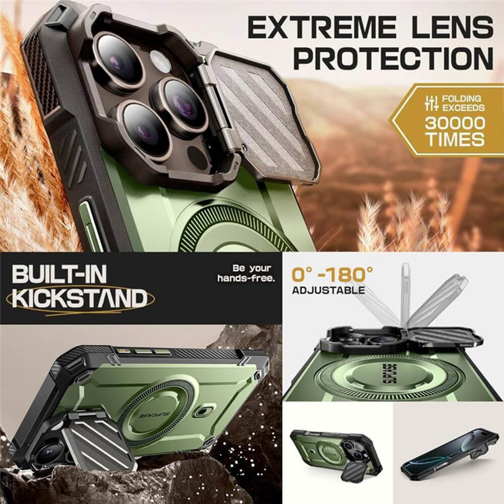 Supcase iPhone 16 - Unicorn Beetle XT MagSafe - Σκληρή Θήκη με Προστασία Κάμερας / Stand - Dark Green
