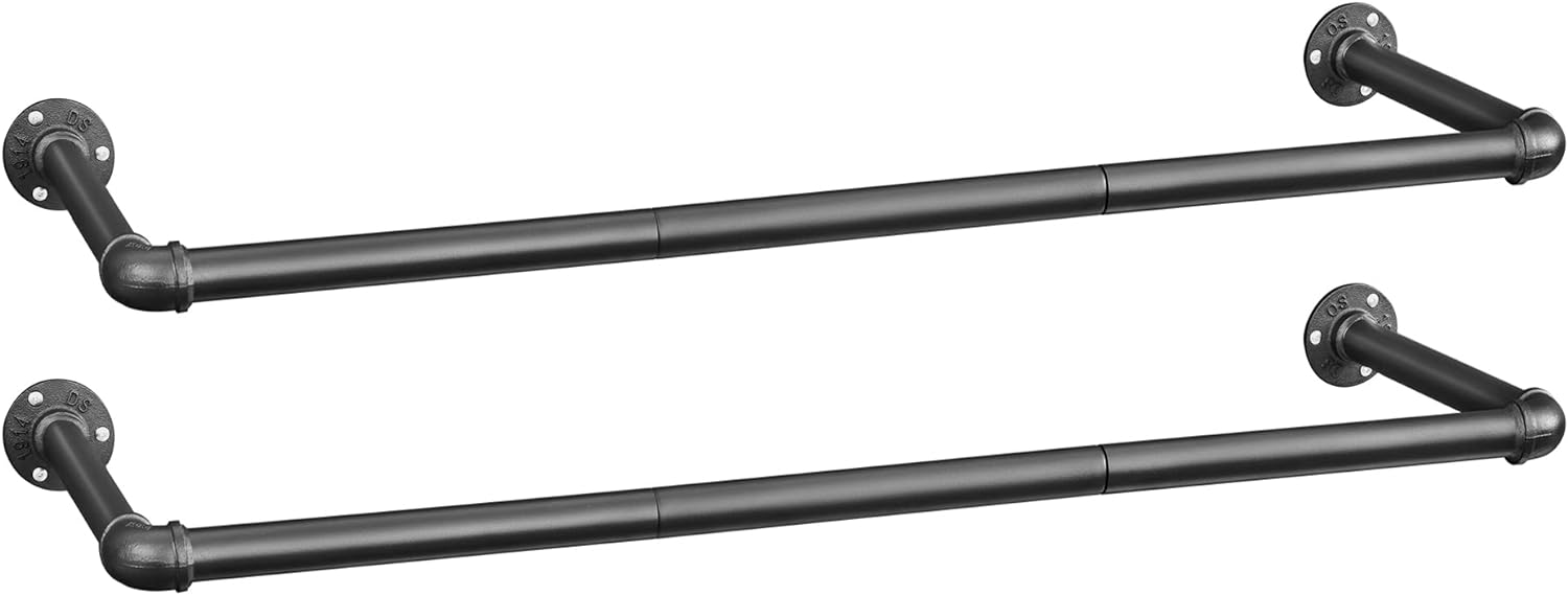 Songmics Σετ με 2 Επιτοίχιες Μεταλλικές Ράγες Ρούχων - 92 x 30 x 7.5 cm - Black - HSR067BD01