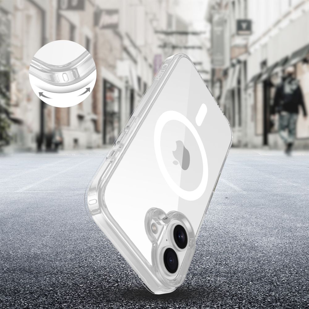 Tech - Protect iPhone 16 Flexair Hybrid CC MagSafe Σκληρή Θήκη με Πλαίσιο Σιλικόνης και MagSafe - Διάφανη