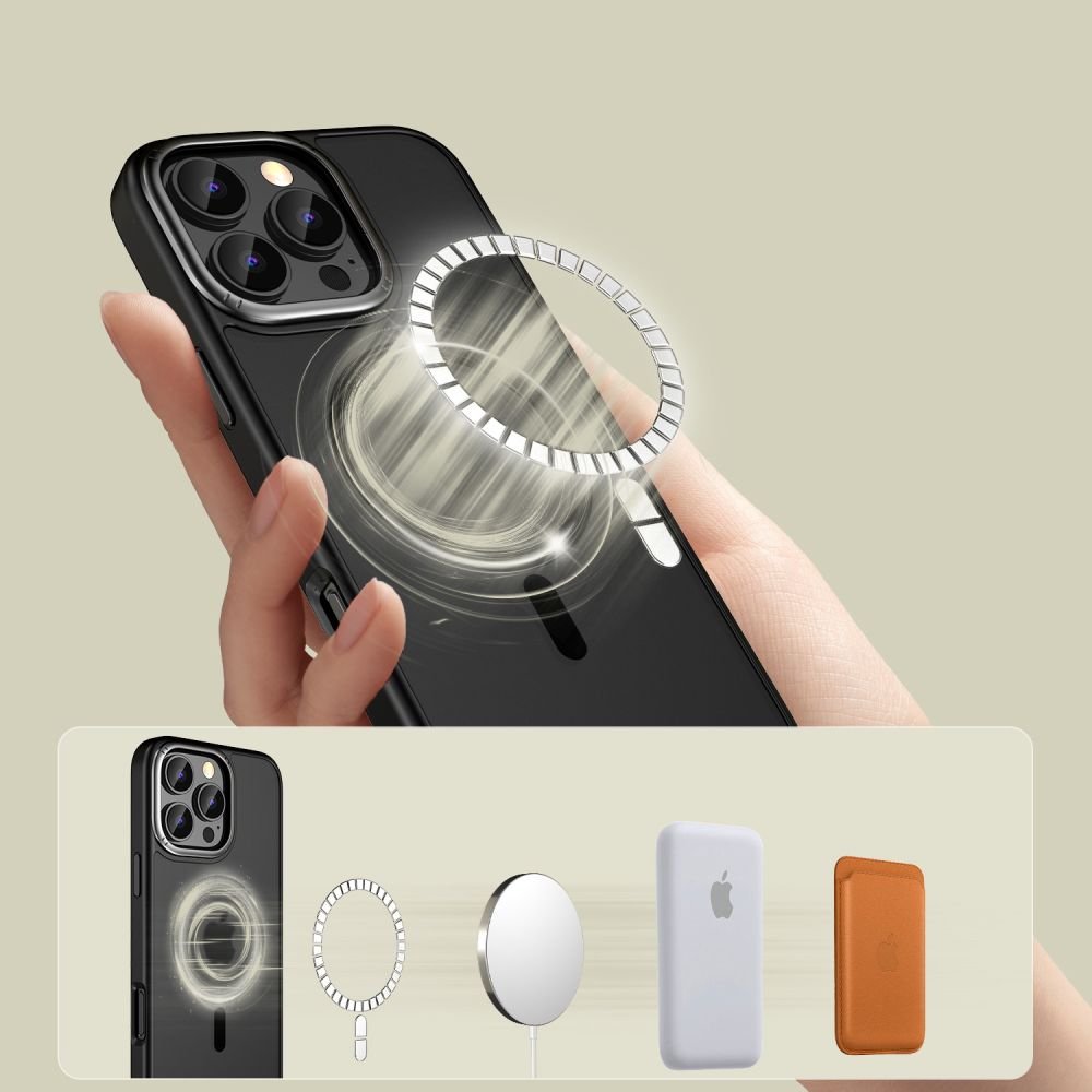 Tech - Protect iPhone 16 Pro Max MagEdge - Σκληρή Θήκη με Πλαίσιο Σιλικόνης και MagSafe - Matte Black / Gunmetal