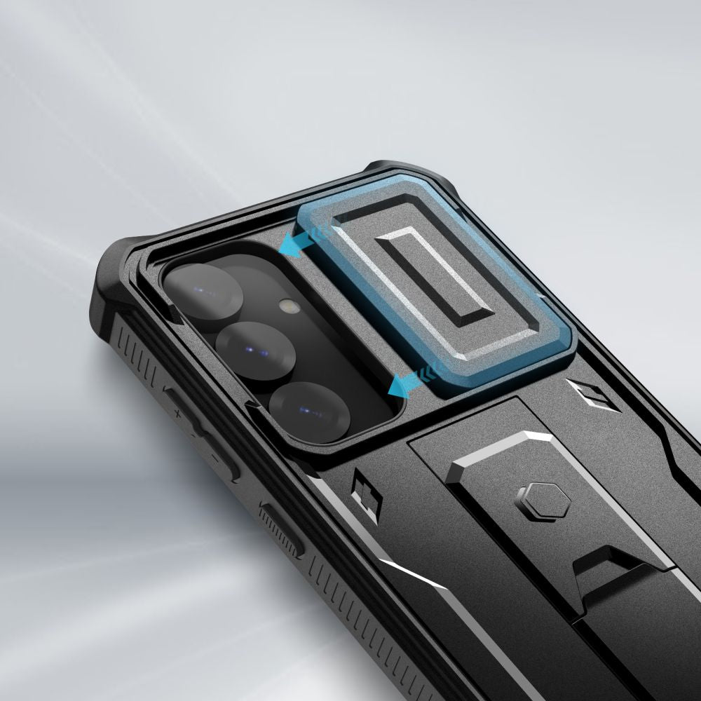 Tech - Protect Samsung Galaxy S25 Kevlar Cam+ Θήκη 360 Full Body με Προστασία για την Οθόνη και την Κάμερα και Stand - Black
