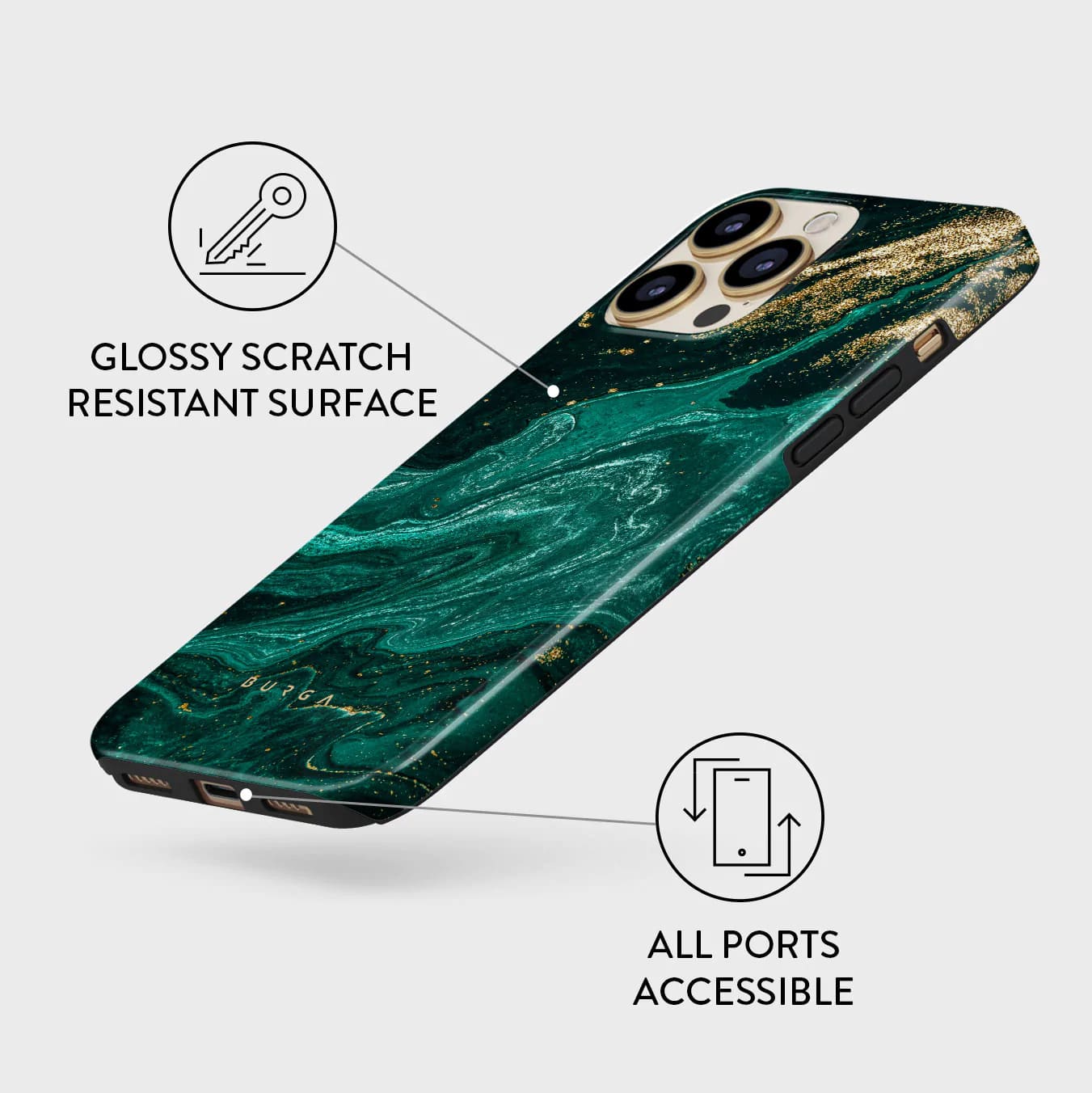 Burga iPhone 14 Pro Fashion Tough Σκληρή Θήκη - Emerald Pool