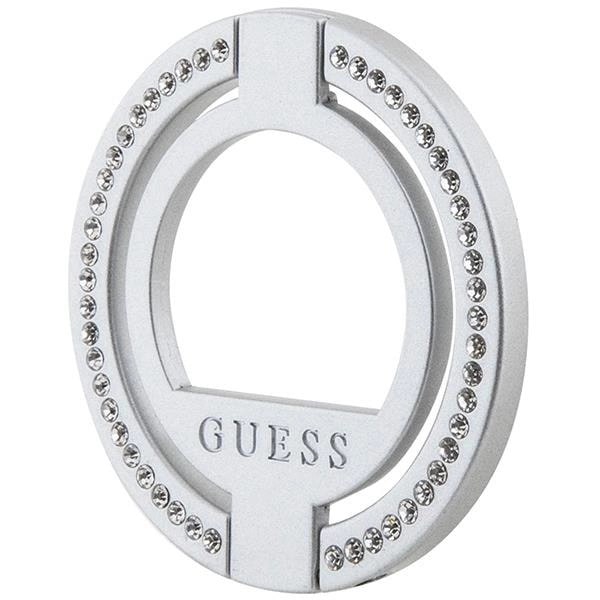 Guess MagSafe Rhinestone Ring Holder - Δαχτυλίδι Συγκράτησης Κινητού - Βάση Στήριξης - Silver - GUE002940 - 0