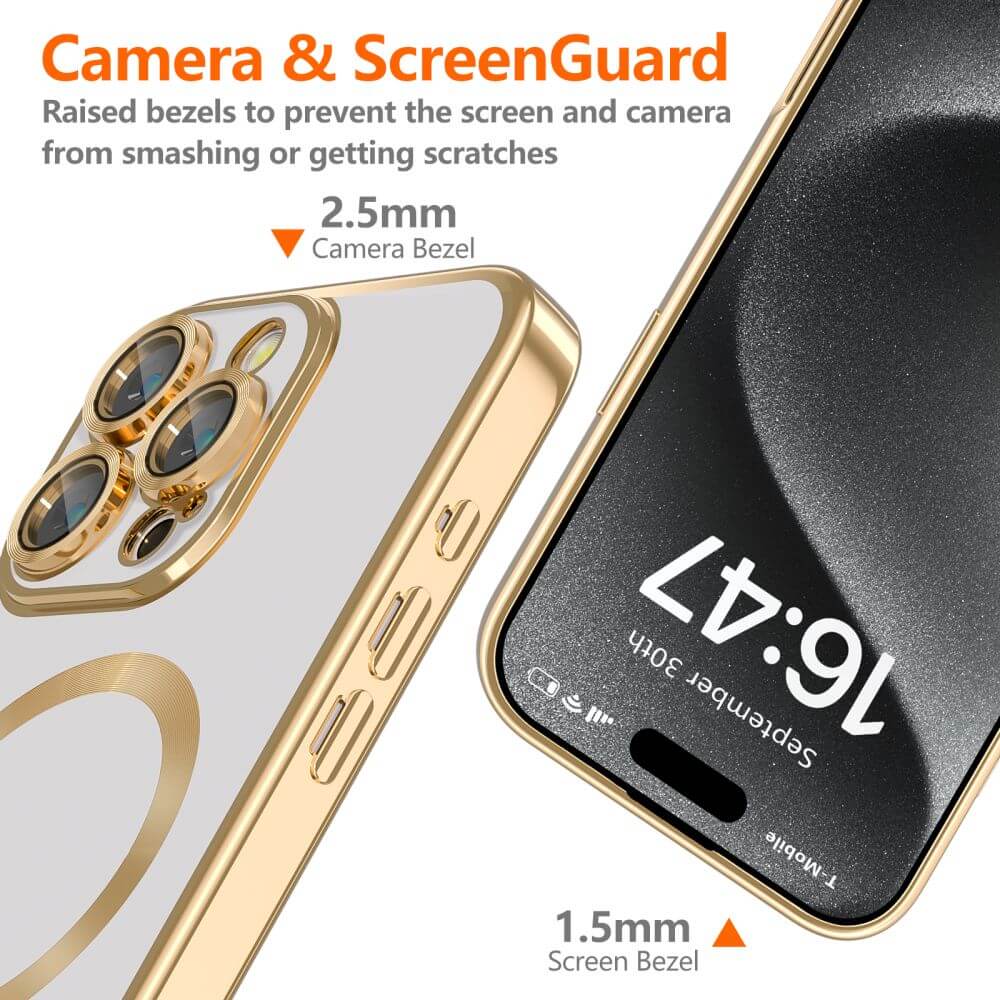 Tech - Protect iPhone 16 Pro MagFlex Θήκη Σιλικόνης TPU με MagSafe - Διάφανη / Shiny Gold