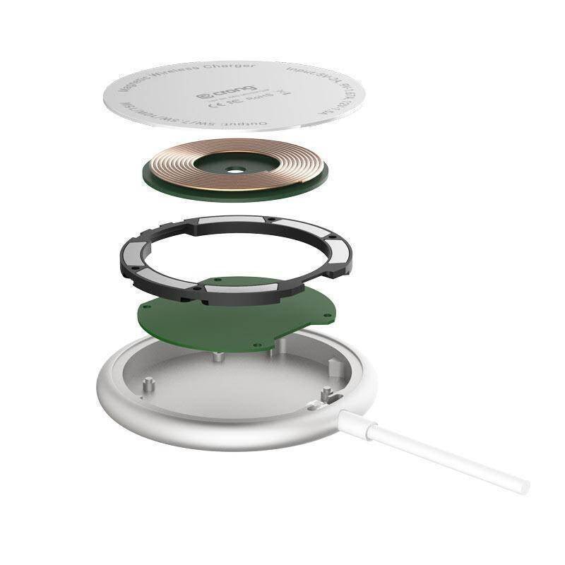 Crong MagSpot 15W Ασύρματος Φορτιστής MagSafe - Silver White