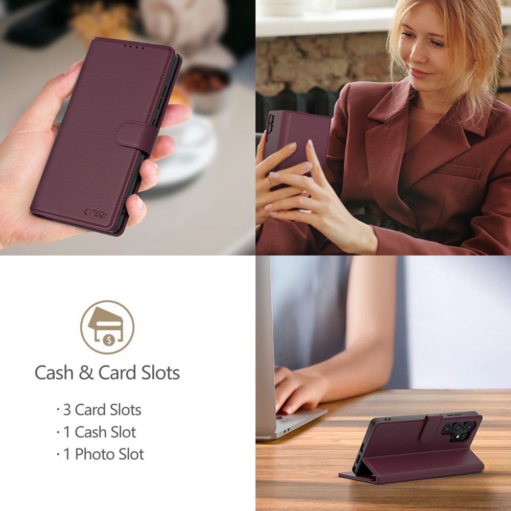Tech - Protect Samsung Galaxy S25 Ultra Θήκη Πορτοφόλι Stand από Δερματίνη - Mulberry
