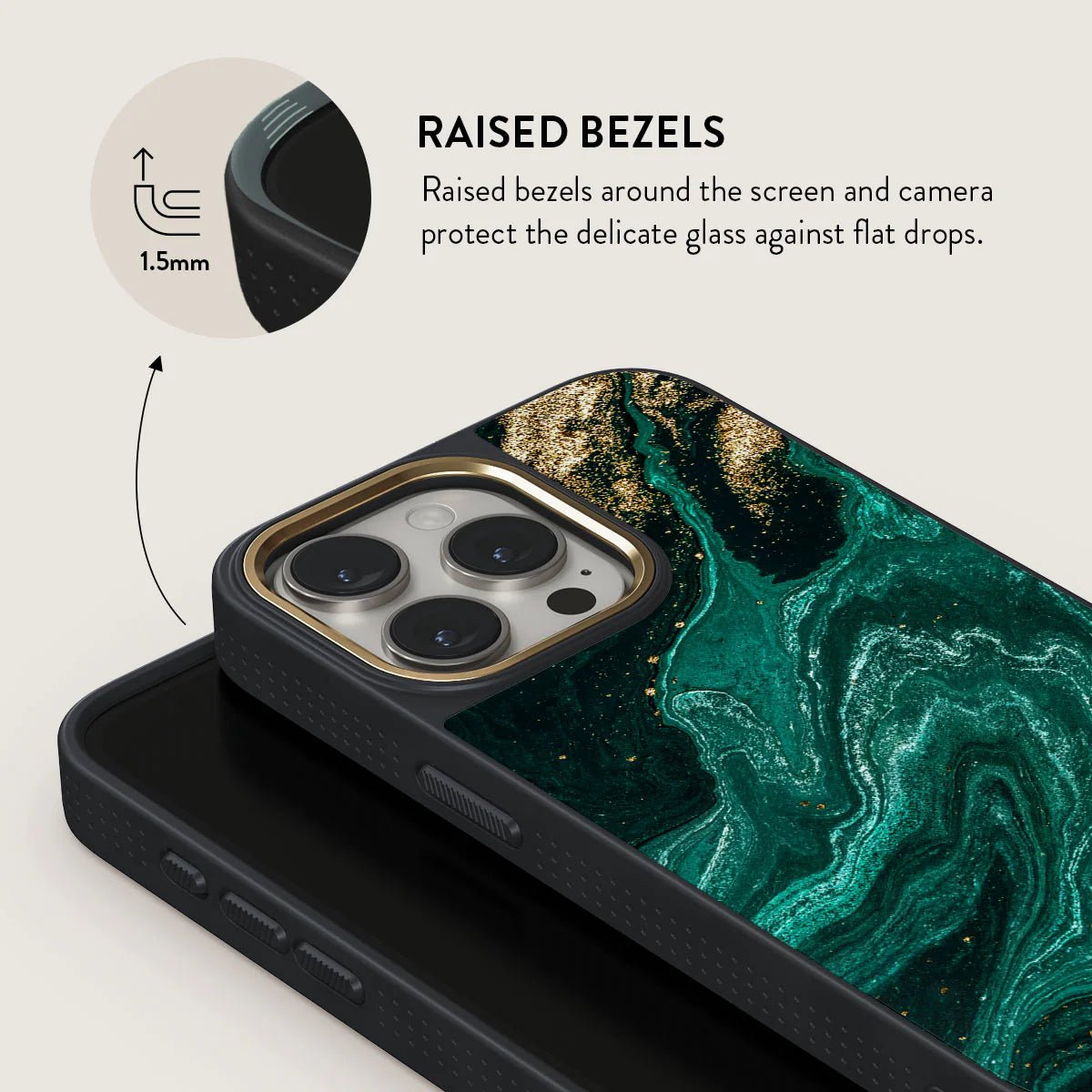 Burga iPhone 15 Pro Elite Σκληρή Θήκη - Gold - Emerald Pool