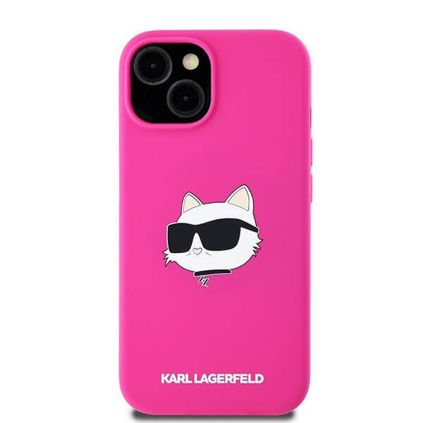 Karl Lagerfeld iPhone 14 Plus / 15 Plus - Silicone Choupette Head Print - MagSafe Θήκη Σιλικόνης - Fuschia - KLHMP15MSCHPPLF