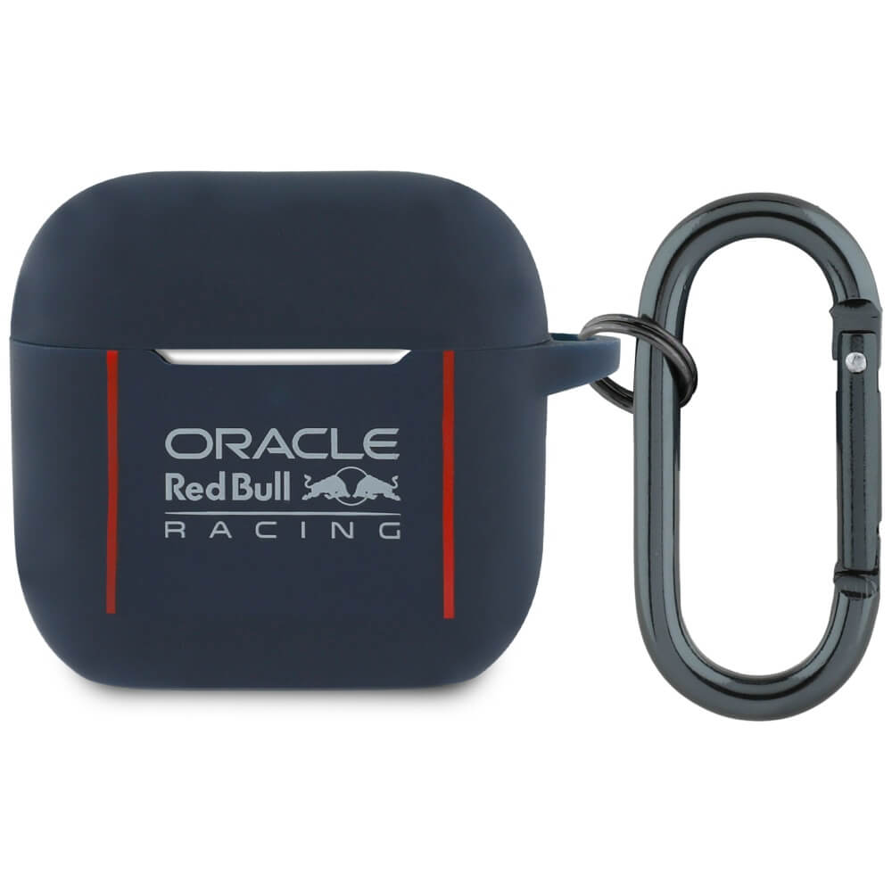 Red Bull AirPods 4 Θήκη από Σκληρό Πλαστικό και Σιλικόνη - Silicone Logo and Lines - Navy Blue
