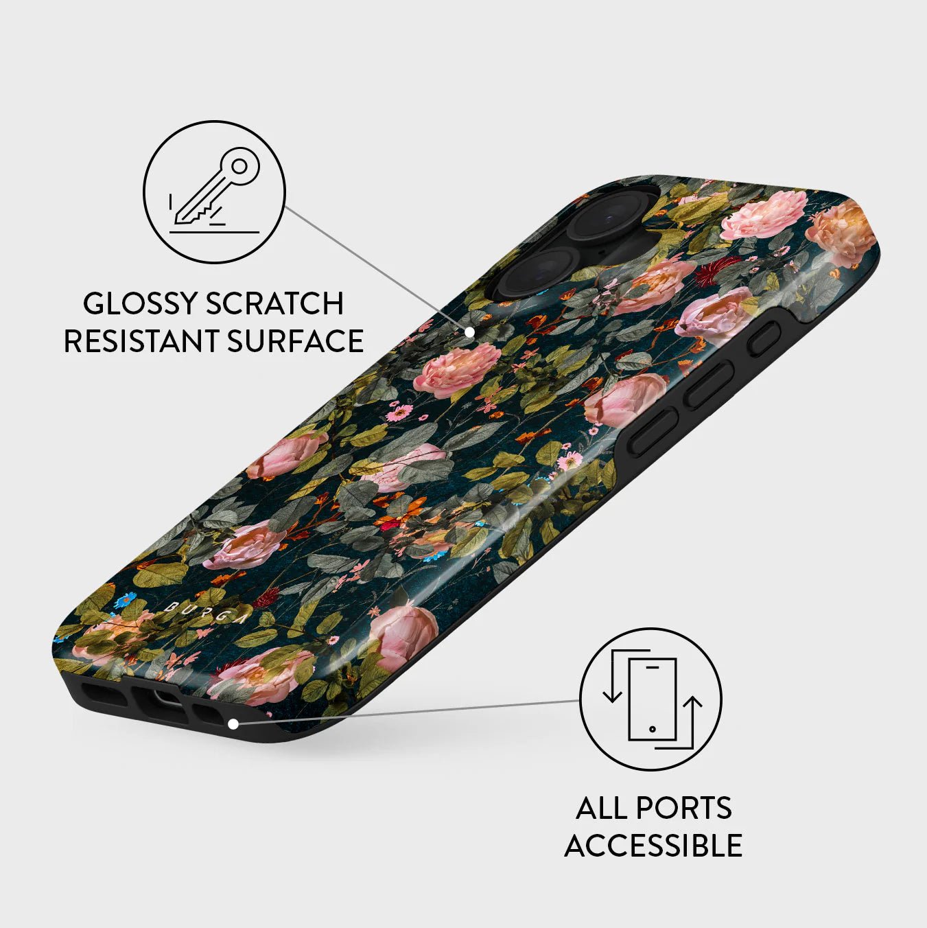 Burga iPhone 16 Plus Fashion Tough MagSafe Σκληρή Θήκη με MagSafe - Bloomy Garden