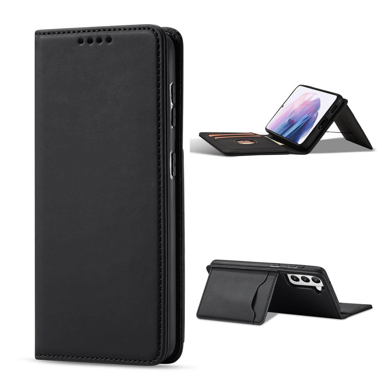 OEM Samsung Galaxy S22 Plus Magnet Card Wallet Case Θήκη Πορτοφόλι Stand - Black