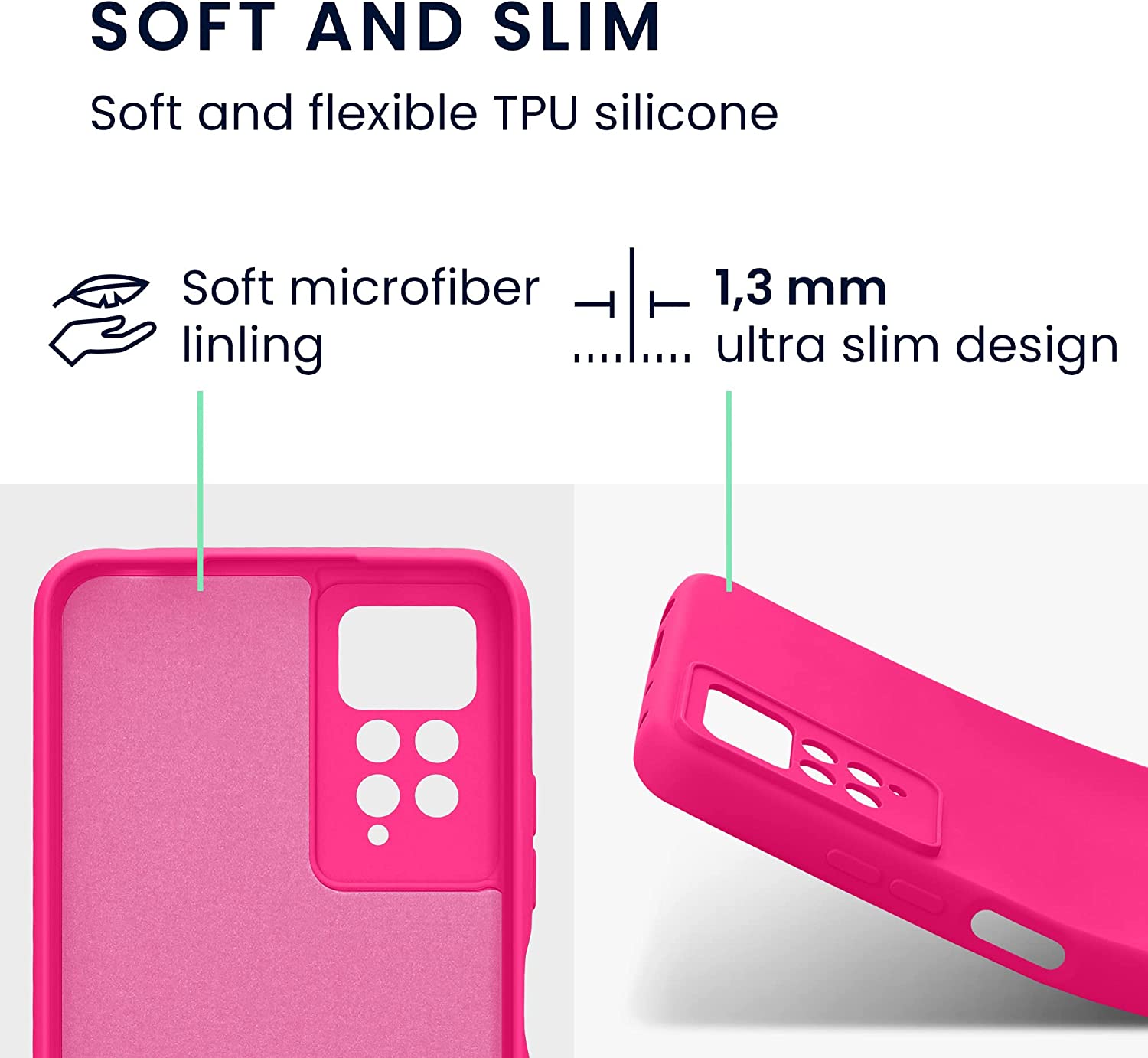 KW Xiaomi Redmi Note 11 Pro / Note 11 Pro 5G Θήκη Σιλικόνης Rubber TPU - Neon Pink - 57919.77