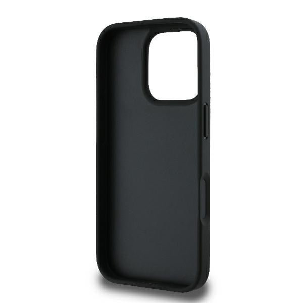 Karl Lagerfeld iPhone 16 Pro Max - Monogram Choupette Head Pin Σκληρή Θήκη με Επένδυση Συνθετικού Δέρματος - Black - KLHCP16XPGKLCHPK