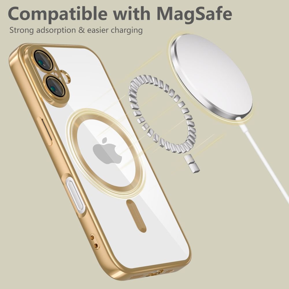 Tech - Protect iPhone 16 MagFlex Θήκη Σιλικόνης TPU με MagSafe - Διάφανη / Shiny Gold