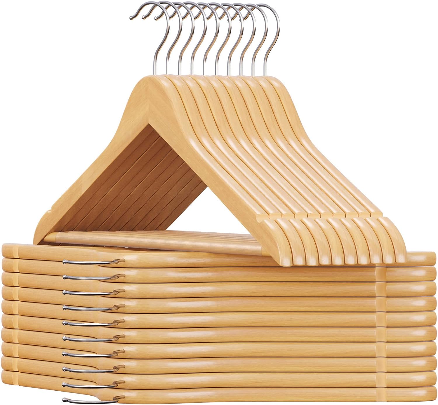 Songmics Σετ με 20 Ξύλινες Κρεμάστρες Ρούχων - Natural - CRW001 - 20