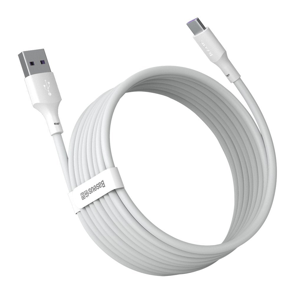 Baseus Simple Wisdom Cable Type - C 5A 40W - Καλώδιο Γρήγορης Φόρτισης Type - C 1,5M - 2 Τεμάχια - White - TZCATZJ - 02