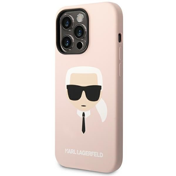 Karl Lagerfeld iPhone 14 Pro Silicone Karl's Head Θήκη Σιλικόνης - Light Pink - KLHCP14LSLKHLP