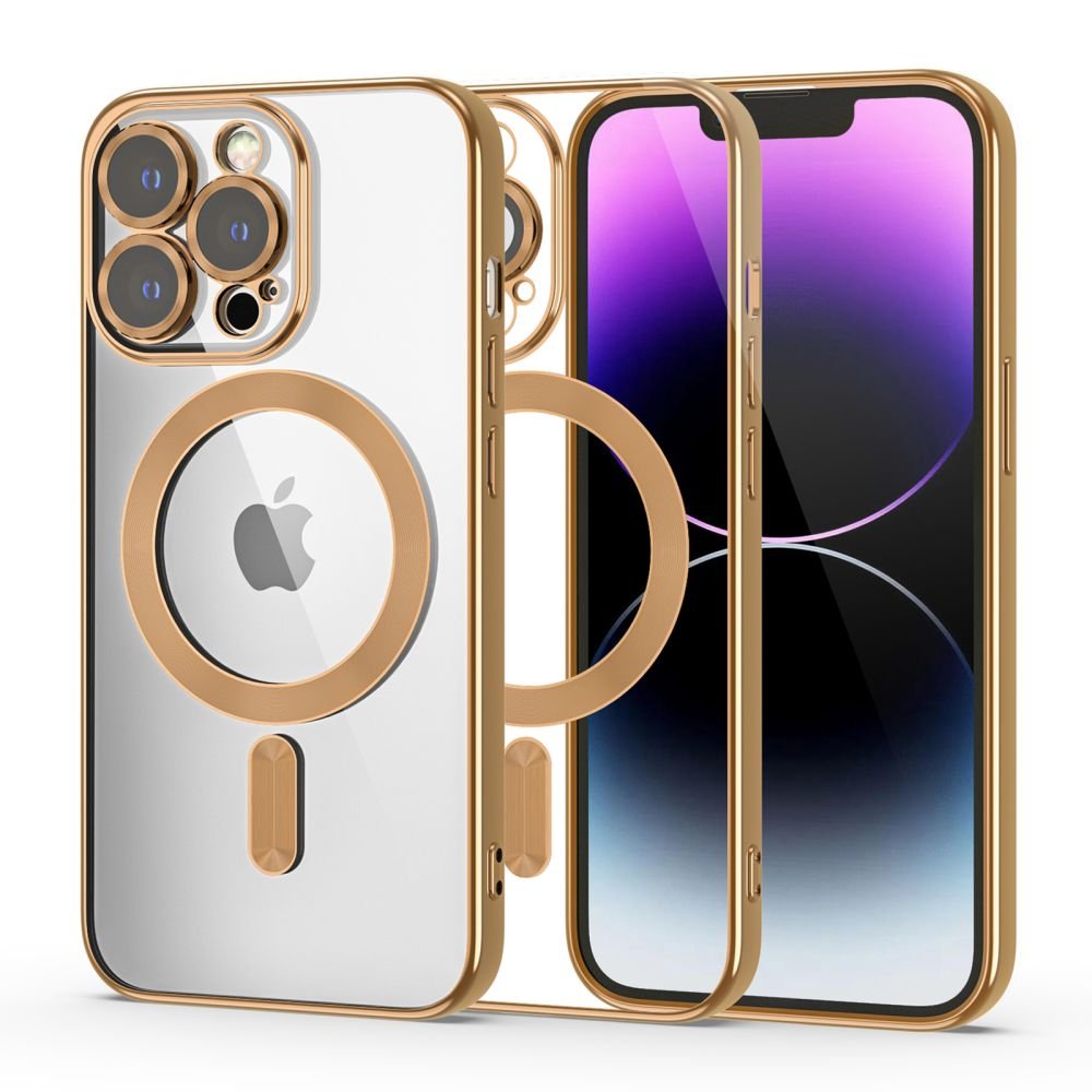 Tech - Protect iPhone 14 Pro Magshine Θήκη Σιλικόνης TPU με Magsafe - Διάφανη / Gold