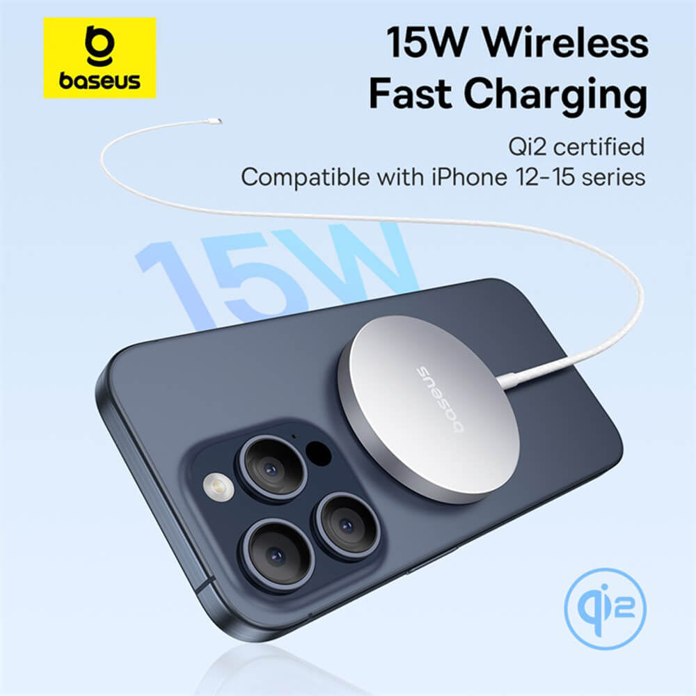 Baseus Simple Mini4 Air 15W Ασύρματος Φορτιστής MagSafe - Frost Silver