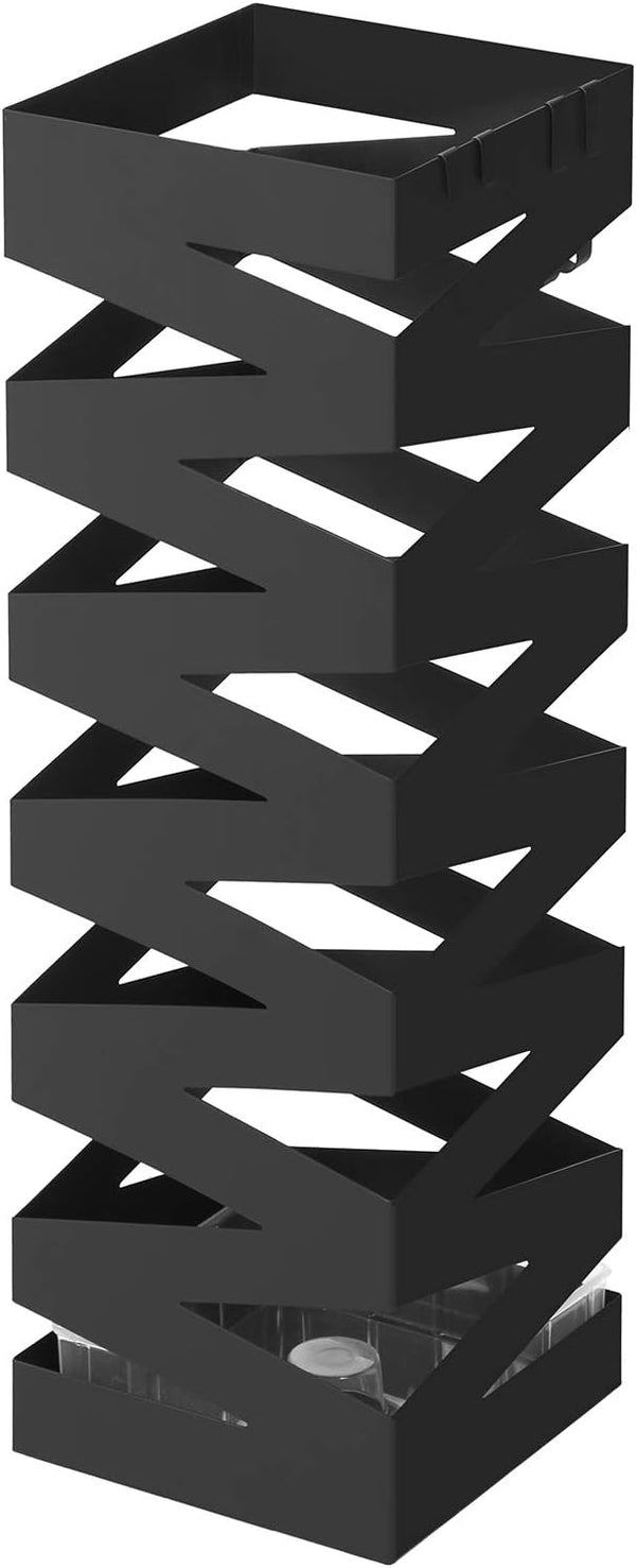 Songmics Μεταλλική Ομπρελοθήκη με 4 Γάντζους - 15.5 x 15.5 x 49 cm - Black - LUC16B