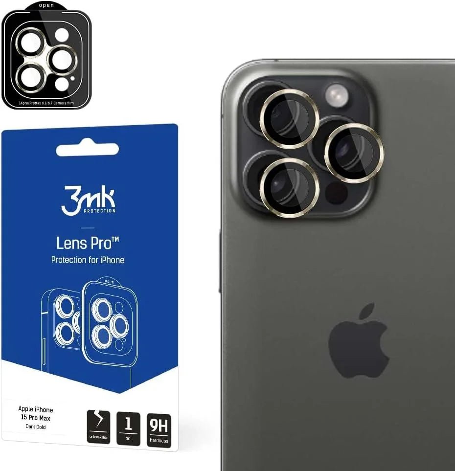 3MK iPhone 15 Pro Max Lens Protection Pro 9H Αντιχαρακτικό Γυαλί για την Κάμερα - Dark Gold