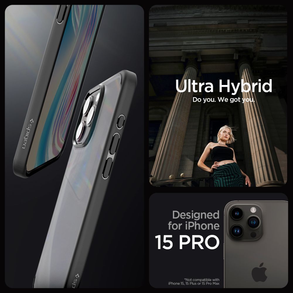 Spigen iPhone 15 Pro Max Ultra Hybrid Σκληρή Θήκη με Πλαίσιο Σιλικόνης - Frost Black