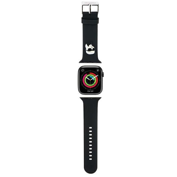 Karl Lagerfeld Λουράκι Apple Watch 2 / 3 / 4 / 5 / 6 / 7 / 8 / 9 / SE - 38 / 40 / 41 mm 3D Rubber Karl Head Λουράκι Σιλικόνης - Black - KLAWMSLKNK