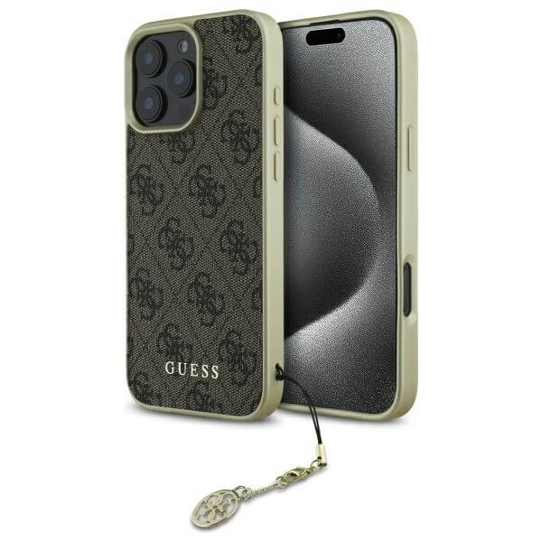 Guess iPhone 16 Pro Max - 4G Charms Collection - Θήκη με Επένδυση Συνθετικού Δέρματος - Brown - GUHCP16XGF4GBR