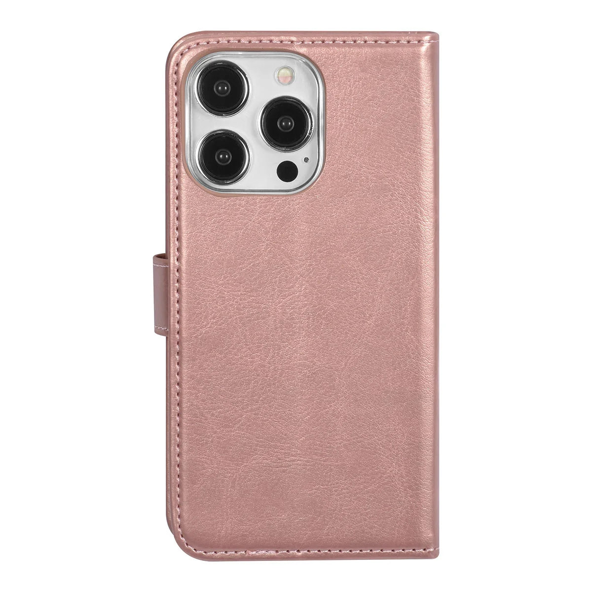 Tuniq iPhone 15 Pro - Θήκη Πορτοφόλι Stand από Δερματίνη - Rose Gold