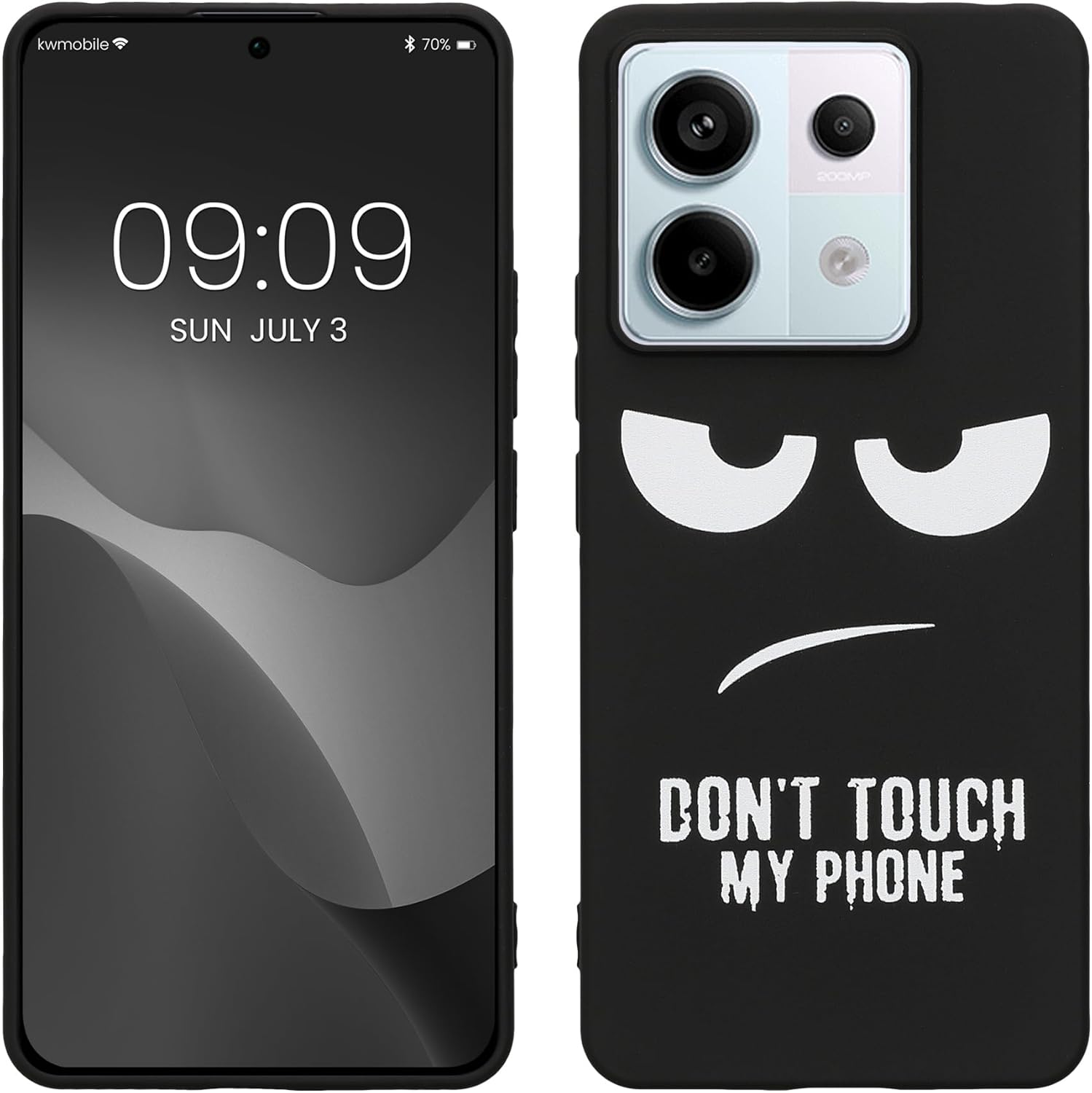 KW Xiaomi Redmi Note 13 Pro 5G / Poco X6 5G Λεπτή Θήκη Σιλικόνης TPU - Design Don't Touch My Phone - Black / White