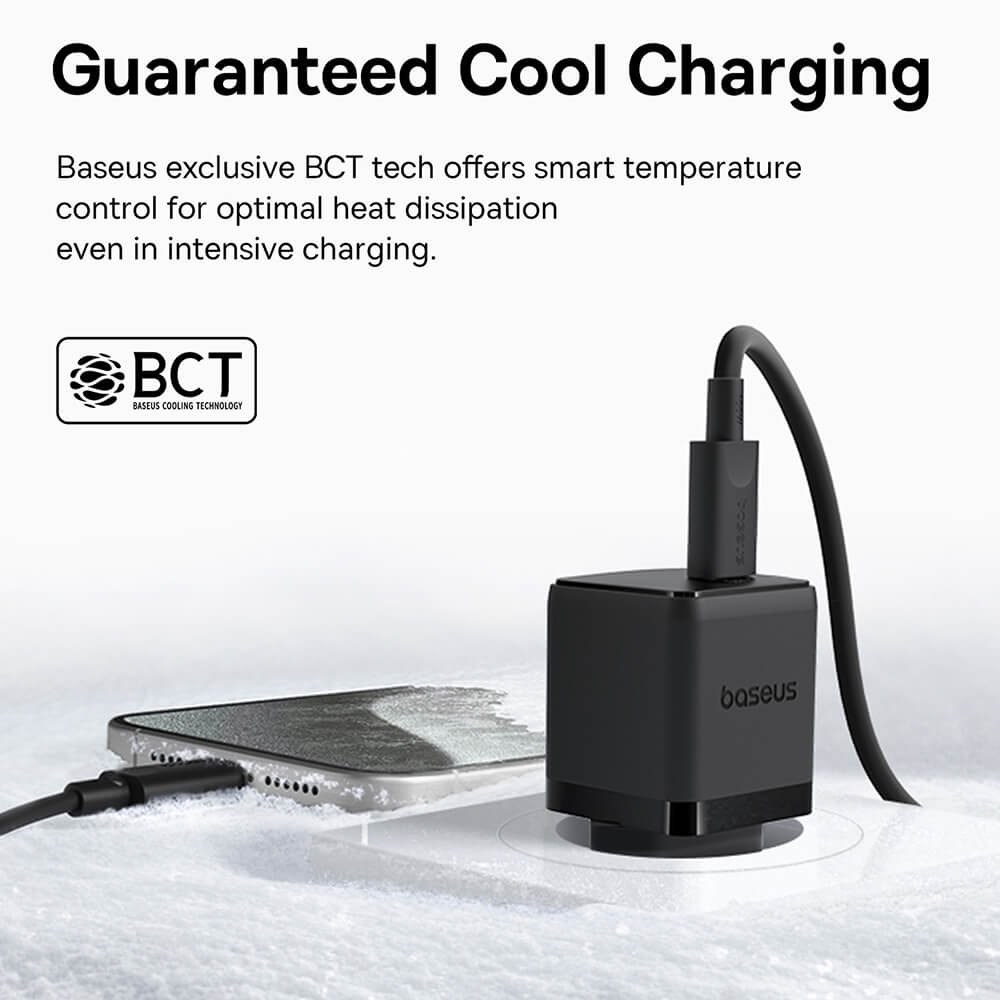 Baseus Palm Οικιακός Φορτιστής Γρήγορης Φόρτισης 30W με 1 Θύρα Type - C και Καλώδιο Type - C to Type - C - Cluster Black
