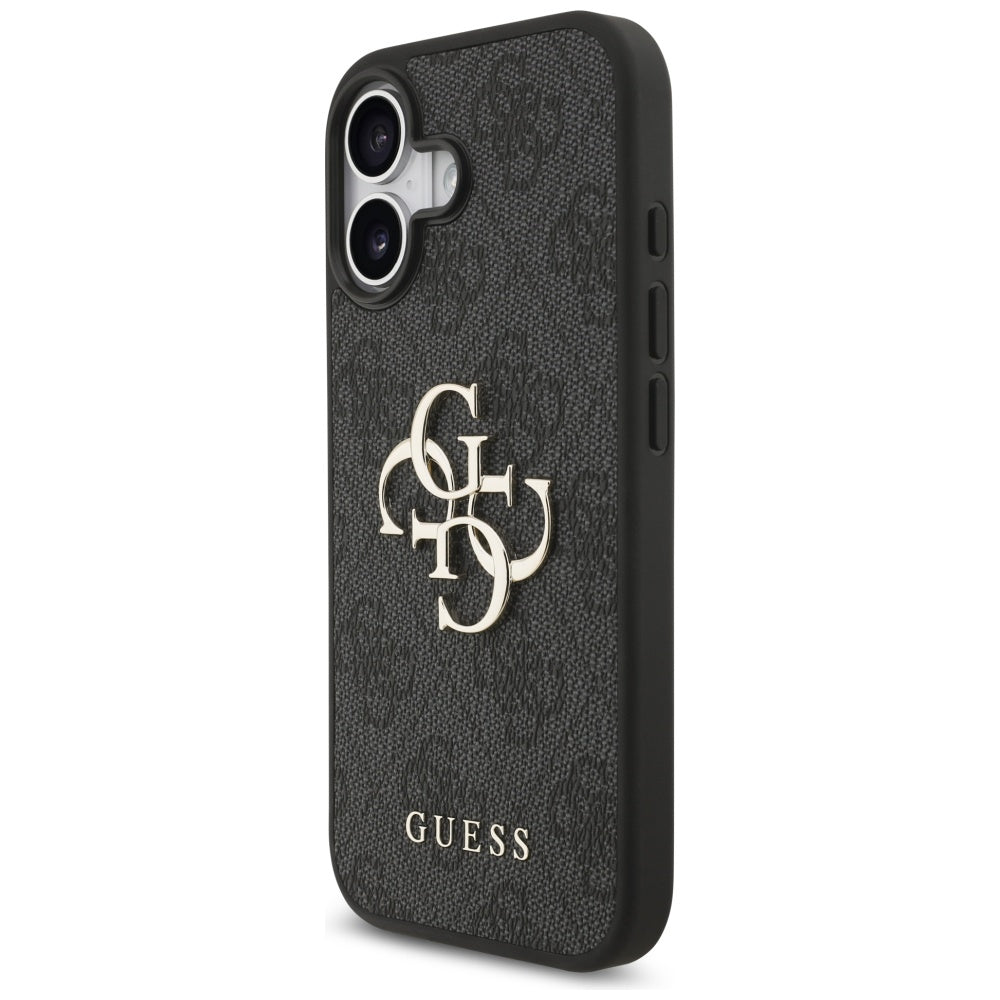 Guess iPhone 17 - 4G Big Logo - Σκληρή Θήκη με Πλαίσιο Σιλικόνης και Επένδυση Συνθετικού Δέρματος - Black - GUHCP17S4GMGGR