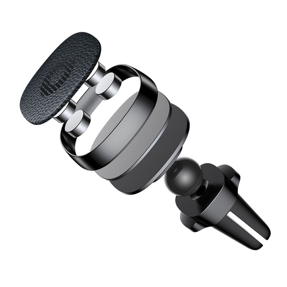 Baseus Privity Pro Air Vent Magnetic Car Mount Holder for Smartphones / iPhones - Μαγνητική Βάση Αυτοκινήτου Αεραγωγού με Δέρμα - Black - SUMQ - PR01