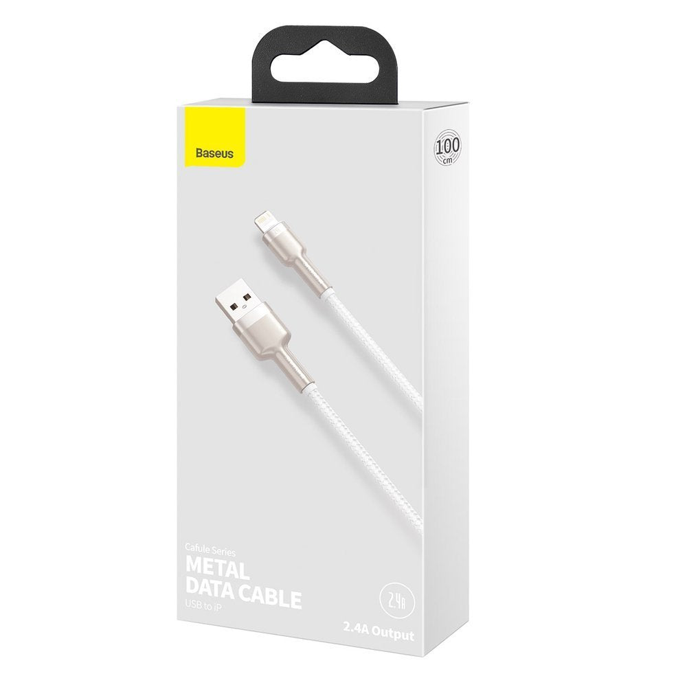 Baseus Cafule Metal Cable Lightning 2.4A - Καλώδιο Δεδομένων και Φόρτισης Lightning 1M - White - CALJK - A02