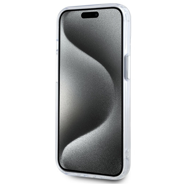 Karl Lagerfeld iPhone 15 - IML Metal Karl and Choupette Head - Σκληρή Θήκη με Πλαίσιο Σιλικόνης και MagSafe - White - KLHMP15SHLSKCH