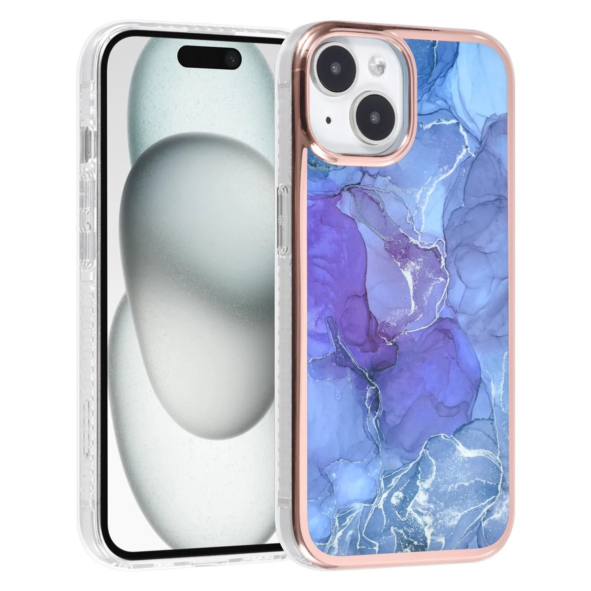 Tuniq iPhone 15 - Σκληρή Θήκη με Πλαίσιο Σιλικόνης - Σχέδιο Μάρμαρο - Μοβ
