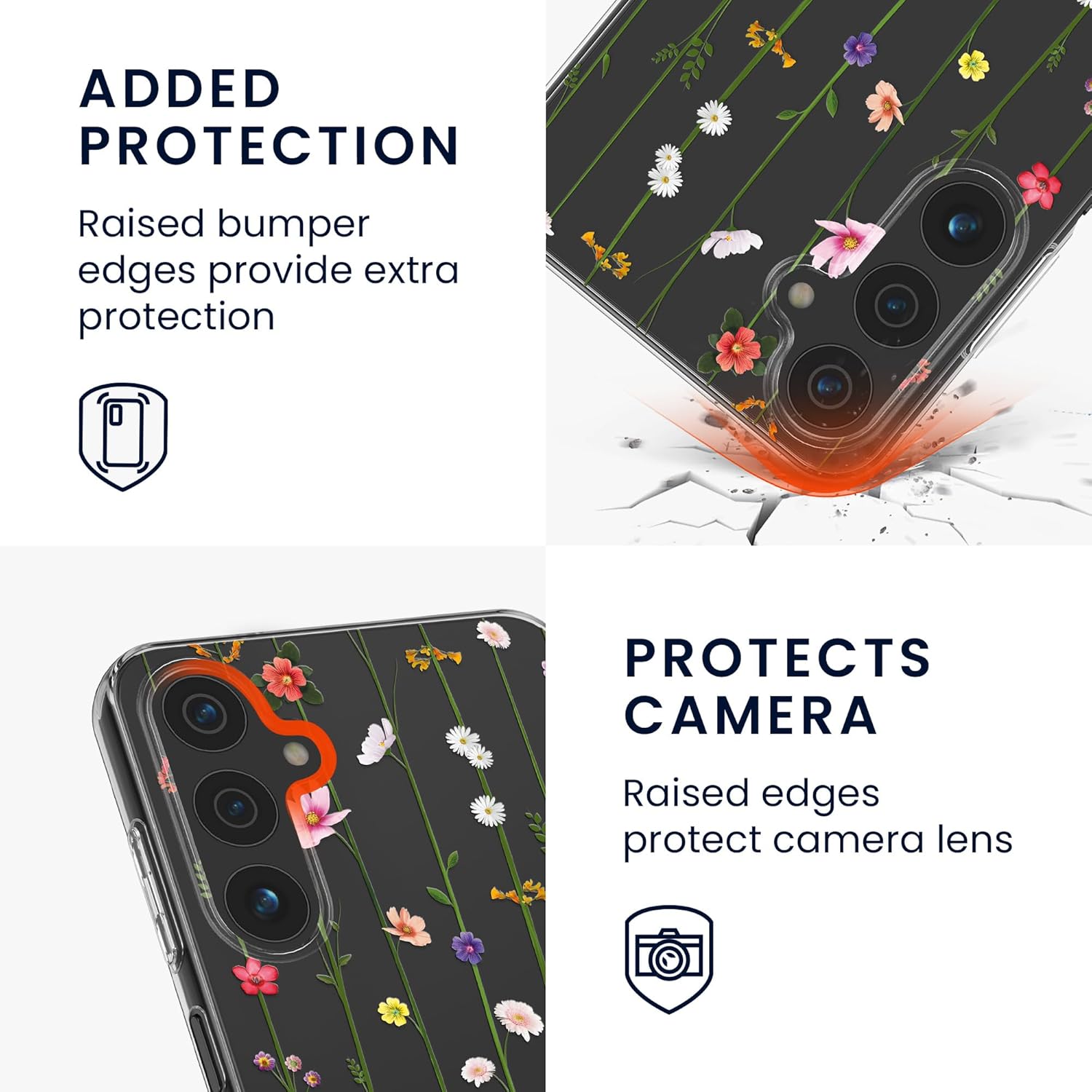 KW Samsung Galaxy A15 4G / A15 5G Λεπτή Θήκη Σιλικόνης TPU - Design Wild Flowers Tendril - Multicoloured / Διάφανη