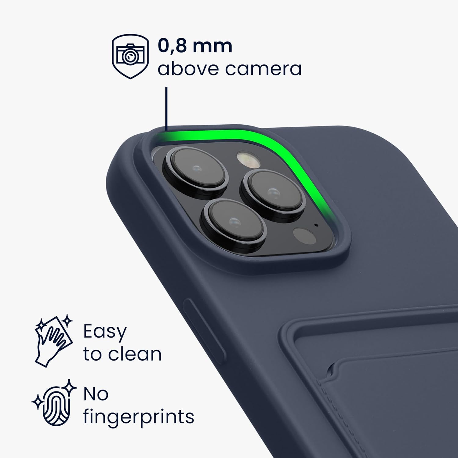 KW iPhone 16 Pro Max Θήκη Σιλικόνης TPU με Υποδοχή για Κάρτα - Dark Blue