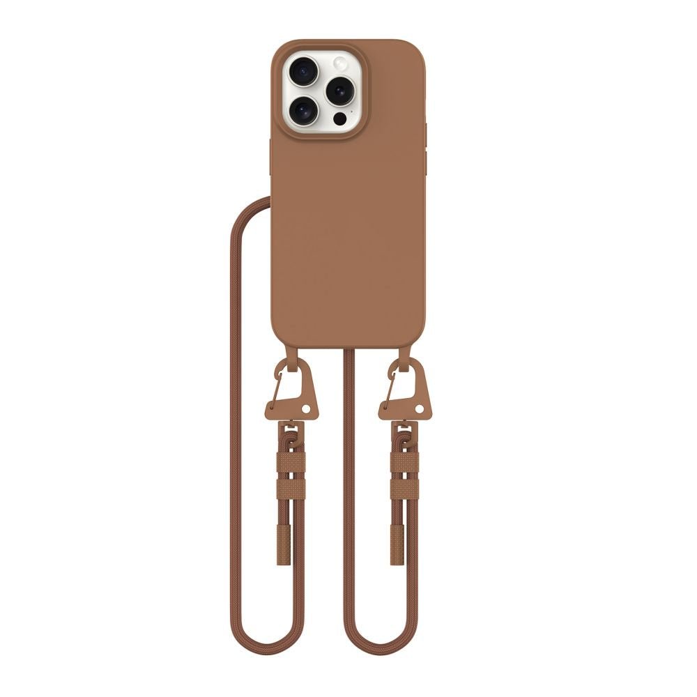 Tech - Protect iPhone 15 Pro MagNecklace - MagSafe Θήκη Σιλικόνης TPU με Pυθμιζόμενο Αποσπώμενο Κορδόνι - Brown