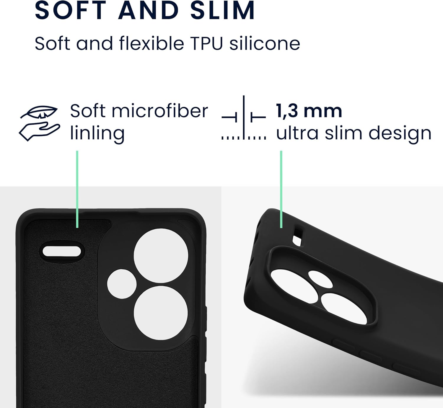 KW Xiaomi Redmi Note 13 Pro+ 5G Λεπτή Θήκη Σιλικόνης Rubberized TPU - Black