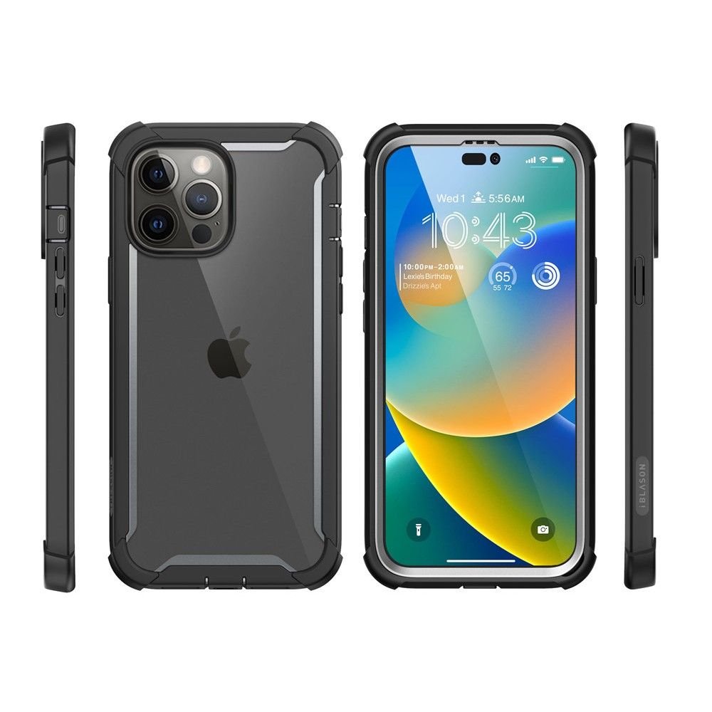 i - Blason iPhone 14 Pro Max Ares Σκληρή Θήκη με Πλαίσιο Σιλικόνης και Προστασία Οθόνης - Black